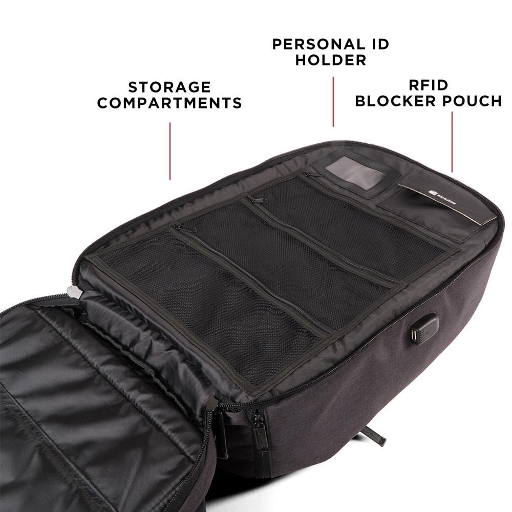 Defense Divas® Bullet Blocker ProShield Smart Bulletproof Backpack + Charging Bank - Black