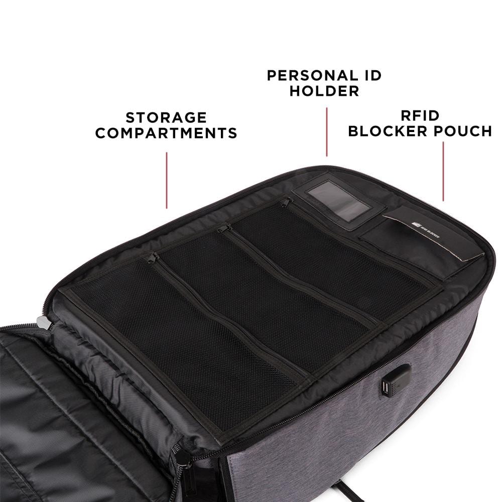 Defense Divas® Bullet Blocker ProShield Smart Bulletproof Backpack + Charging Bank - Gray