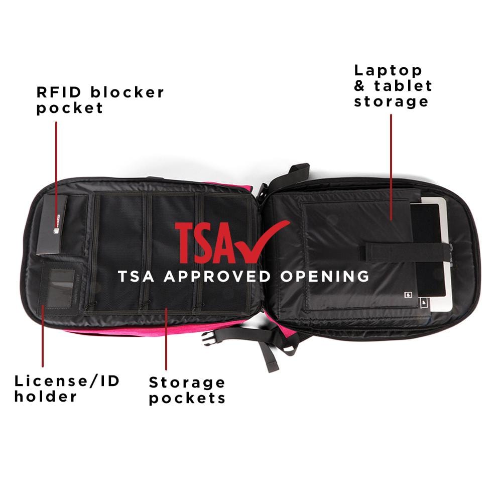 Defense Divas® Bullet Blocker ProShield Smart Bulletproof Backpack + Charging Bank - Hot Pink