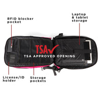 Defense Divas® Bullet Blocker ProShield Smart Bulletproof Backpack + Charging Bank - Hot Pink
