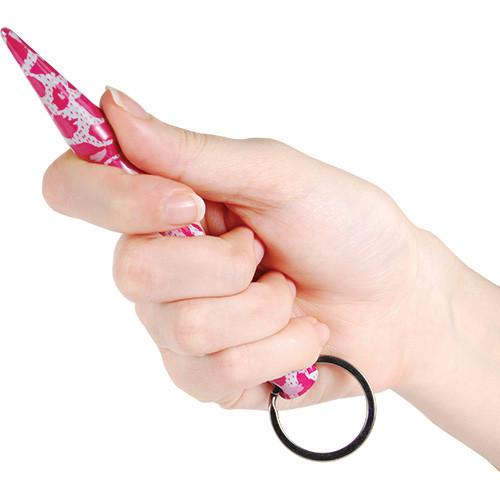 Defense Divas® Impact Self Defense Pink and Black Camo Pointed Solid Steel Kubotan Self Defense Key Chain Pink