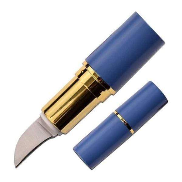 Defense Divas® Knives & Knuckles Lipstick Hidden Self-Defense Knife Blue