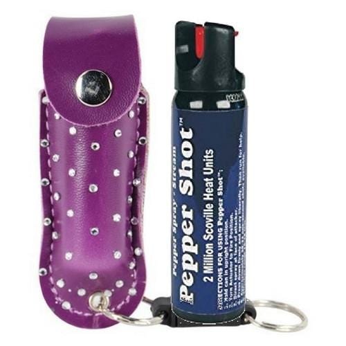 Defense Divas® Pepper Spray Pepper Shot 10% OC Rhinestone Bling Pepper Spray Self Defense Purple
