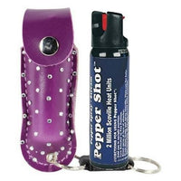 Thumbnail for Defense Divas® Pepper Spray Pepper Shot 10% OC Rhinestone Bling Pepper Spray Self Defense Purple