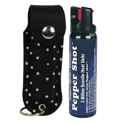 Defense Divas® Pepper Spray Pepper Shot 10% OC Rhinestone Bling Pepper Spray Self Defense Black