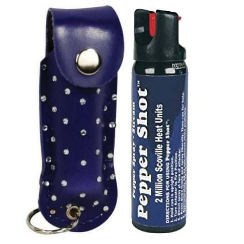 Defense Divas® Pepper Spray Pepper Shot 10% OC Rhinestone Bling Pepper Spray Self Defense Blue