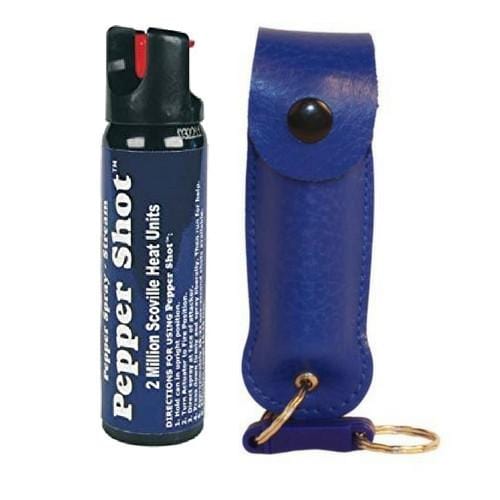 Defense Divas® Pepper Spray Pepper Shot 10% OC Pepper Spray Leatherette Quick Release Key Ring Blue