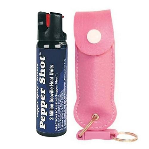 Defense Divas® Pepper Spray Pepper Shot 10% OC Pepper Spray Leatherette Quick Release Key Ring Pink
