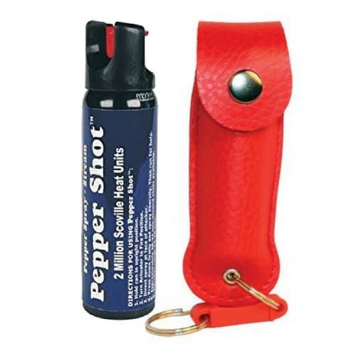 Defense Divas® Pepper Spray Pepper Shot 10% OC Pepper Spray Leatherette Quick Release Key Ring Red