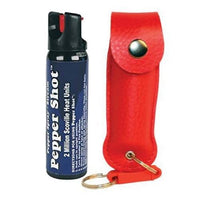 Thumbnail for Defense Divas® Pepper Spray Pepper Shot 10% OC Pepper Spray Leatherette Quick Release Key Ring Red