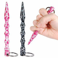 Thumbnail for Defense Divas® Impact Self Defense Pink and Black Camo Pointed Solid Steel Kubotan Self Defense Key Chain