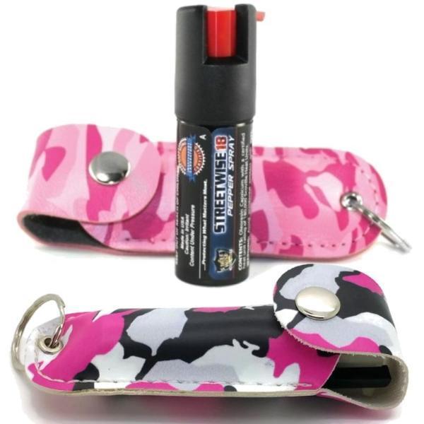 Defense Divas® Pepper Spray Pink Camouflage Police Strength 18 OC Pepper Spray Key Chain