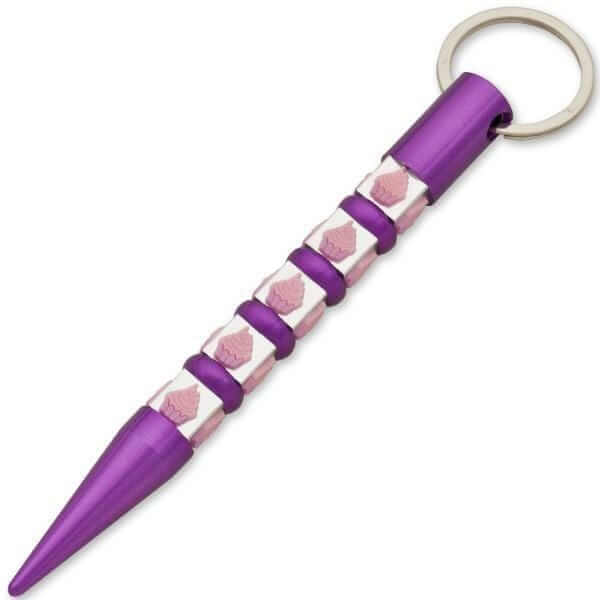 Defense Divas® Impact Self Defense Cupcake Rubber Grip Pointed Solid Steel Kubotan Self Defense Key Chain