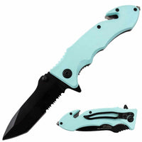 Defense Divas® Knives & Knuckles Auto Safety and Tactical Self-Defense Blue Tanto Blade