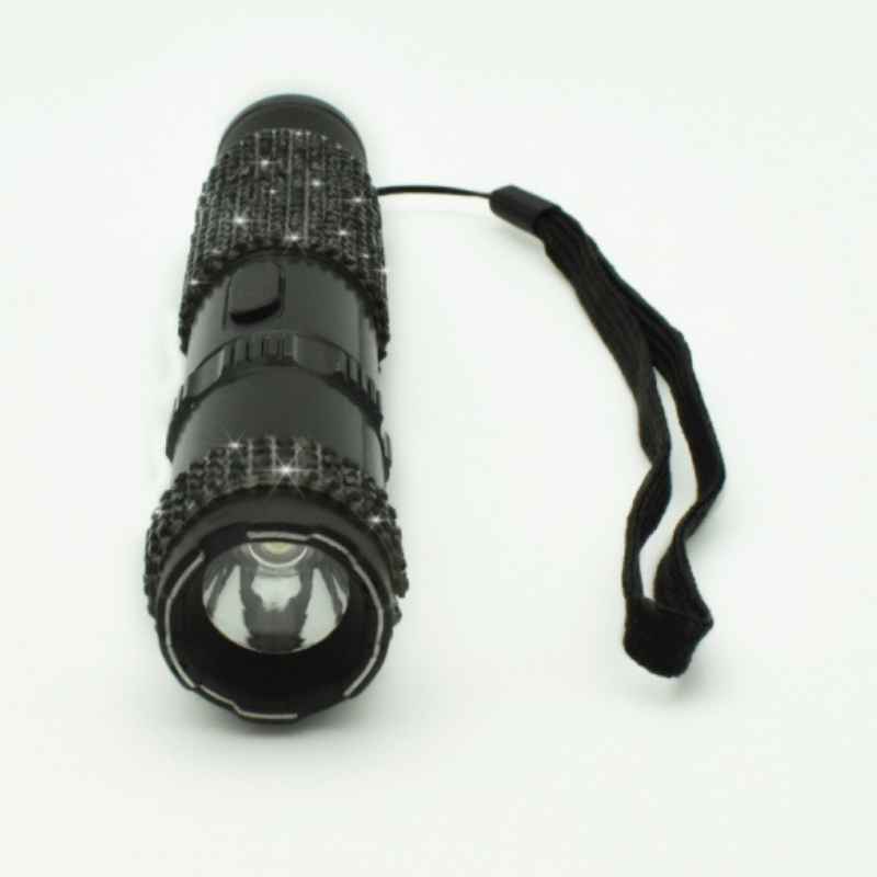 defense divas black rhinestone bling stun gun flashlight feature view