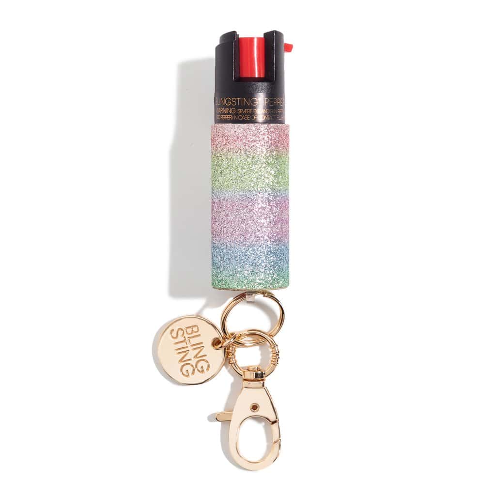 defense divas bling sting rainbow glow keyring pepper spray self defense