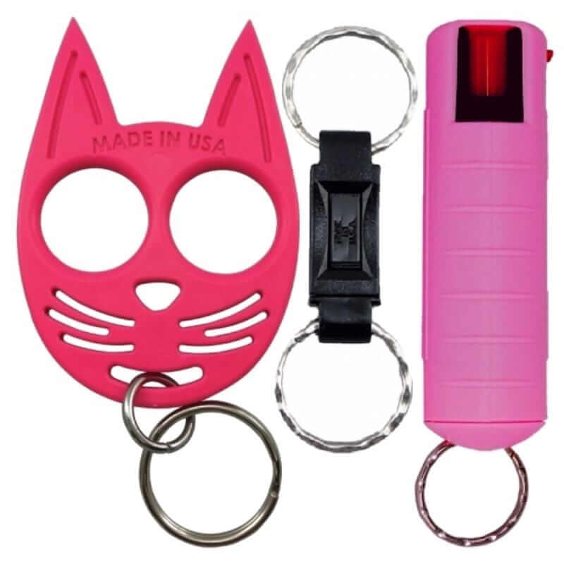 Defense Divas Package Deals "Campus Safety Courtney" pink pepper spray keychain Self Defense Kit 
