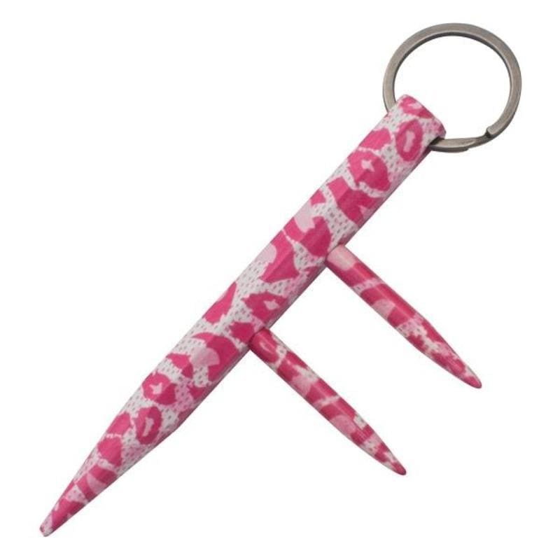 Defense Divas® Impact Self Defense Pink Camoflauge Triple Pointed Solid Steel Kubotan Self Defense Key Chain