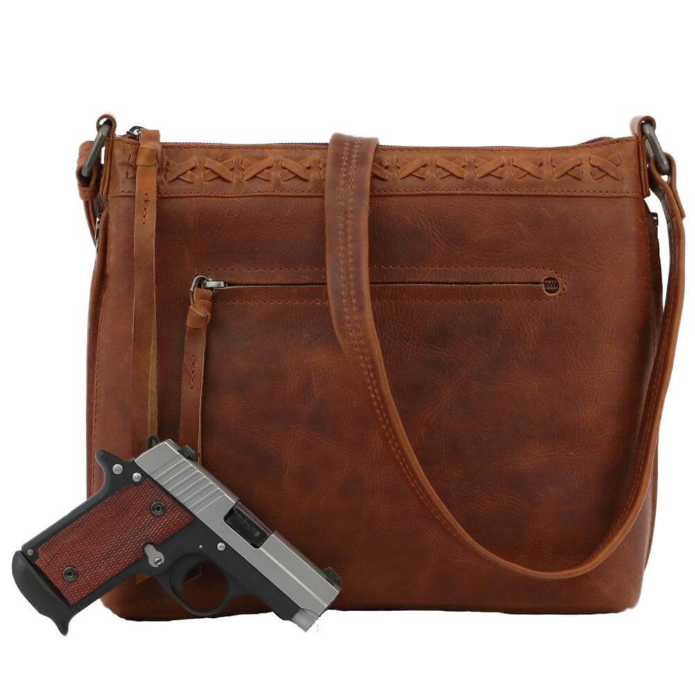 Lady Conceal Handgun Purses Concealed Carry Faith Genuine Leather Lockable CCW Crossbody Bag