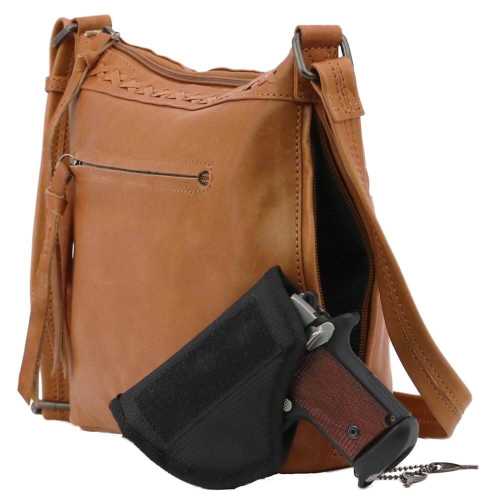 Lady Conceal Handgun Purses Concealed Carry Faith Genuine Leather Lockable CCW Crossbody Bag