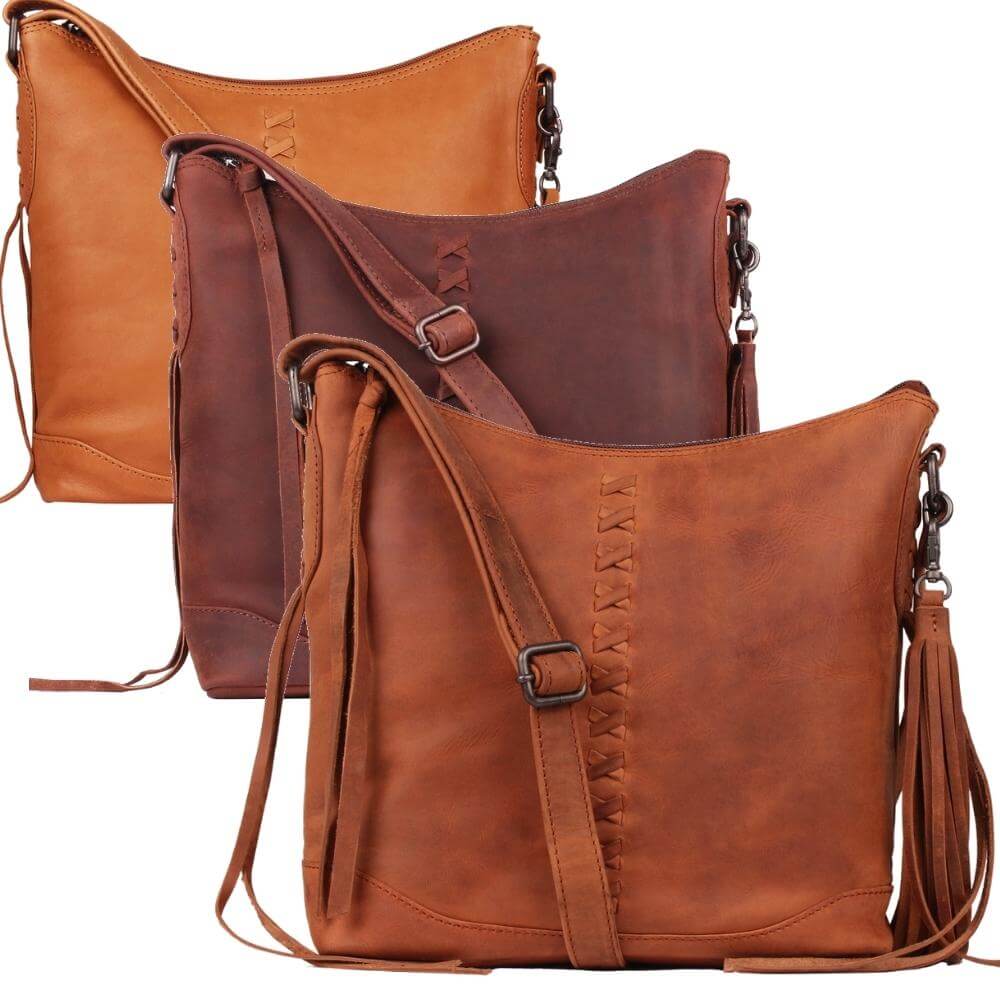Lady Conceal Handgun Purses Concealed Carry Blake Scooped Leather Crossbody Lockable CCW Bag