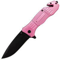 Thumbnail for Defense Divas® Knives & Knuckles Pink Seatbelt Cutter & Glass Break Survival Drop Point Blade Knife