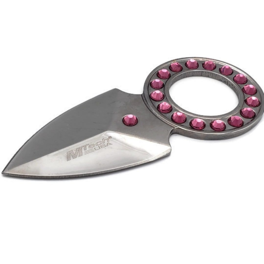Defense Divas® Knives & Knuckles Pink Crystal Knife Necklace
