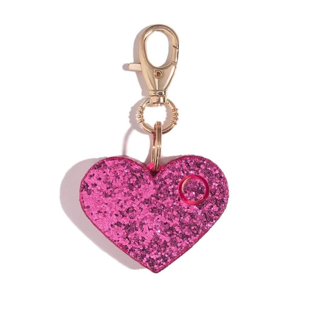 Bling Pink Heart Panic Alarm Personal Safety Flashlight Key Chain
