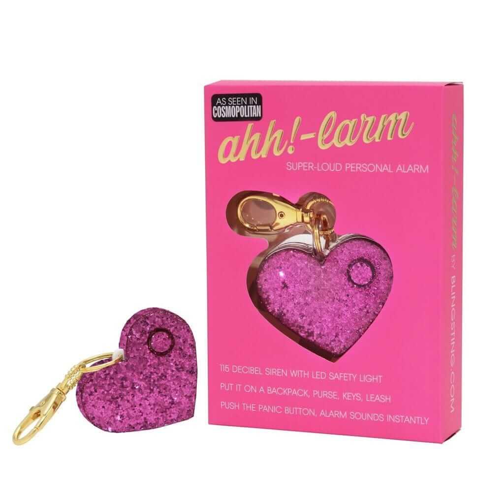 Bling Pink Heart Panic Alarm Personal Safety Flashlight Key Chain