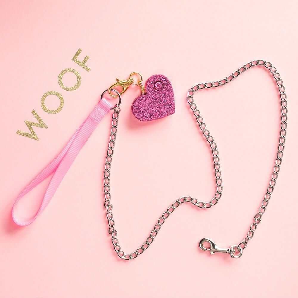 Bling Pink Heart Panic Alarm Personal Safety Flashlight Key Chain