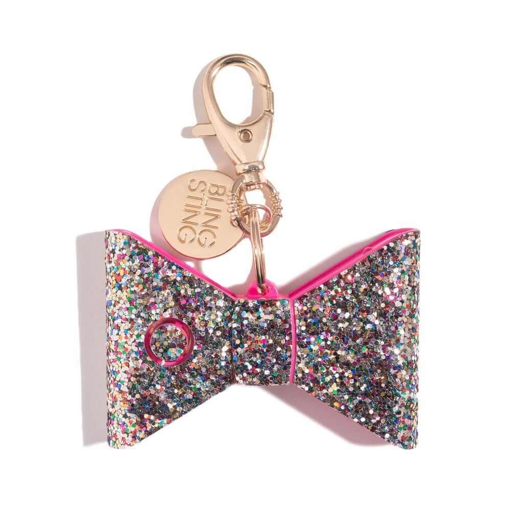 defense divas rhinestone glitter panic alarm keychain bow self defense key ring confetti