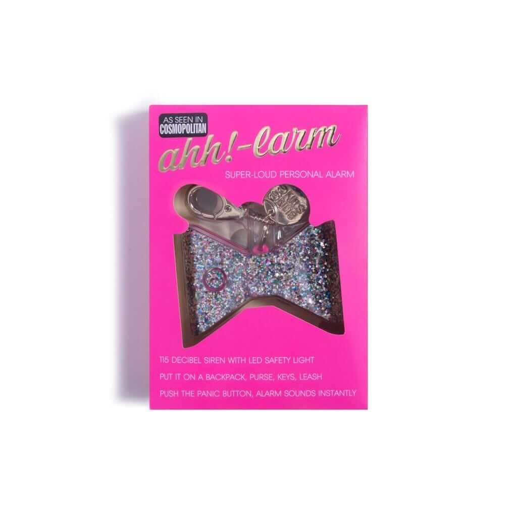 defense divas rhinestone glitter panic alarm keychain bow self defense key ring confetti packaged