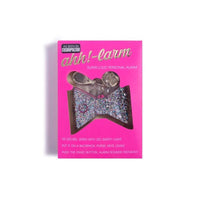 Thumbnail for defense divas rhinestone glitter panic alarm keychain bow self defense key ring confetti packaged