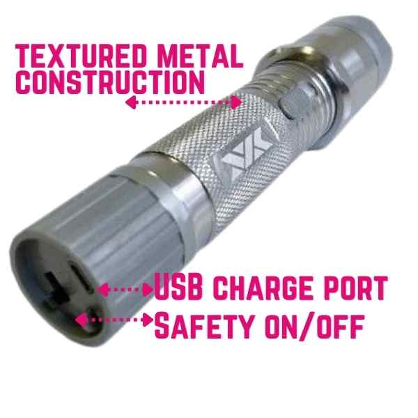 defense divas tag team stun gun flashlight taser combo silver features