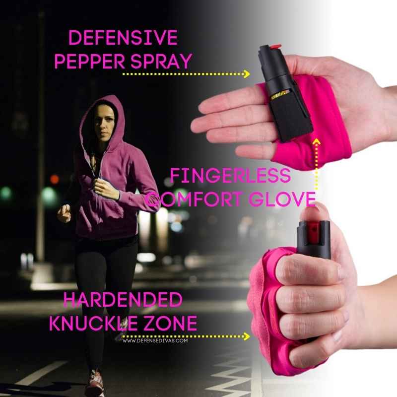 Active Lifestyle Exercise Jogging Pepper Spray Glove Defense Divas®