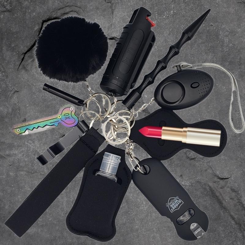 3-in-1 Lipstick Case Self Defense Keychain Kit