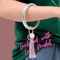 Thumbnail for fight-fobs-luxe-model-keychain-bracelet-silver-wristlet-