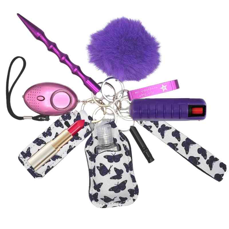 fight fobs purple butterfly defense keychain mace plus
