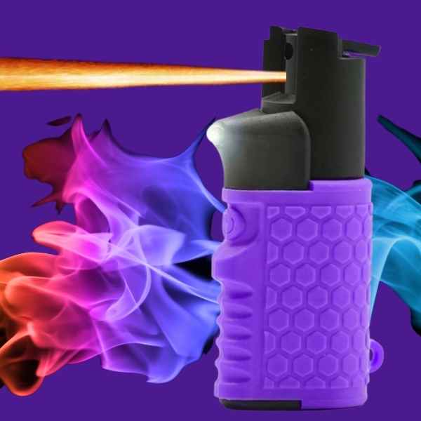 light em up purple pepper spray keychain UV dye