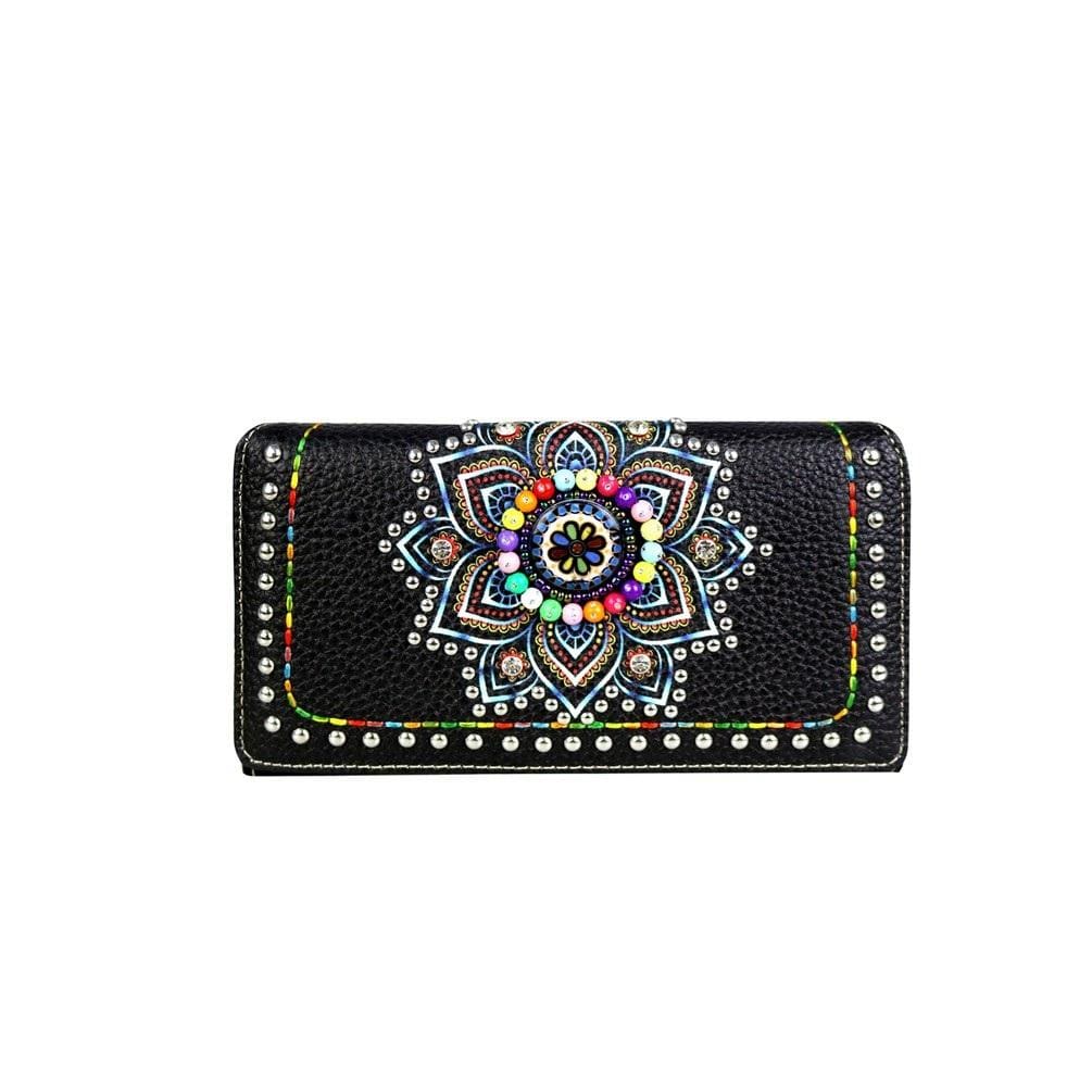 Montana West Handgun Purses Montana West® Brightly Beaded Multi Color Concho Concealed Carry Purse Firearm Handbag Wallet Set