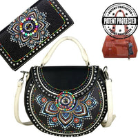 Montana West Handgun Purses Montana West® Brightly Beaded Multi Color Concho Concealed Carry Purse Firearm Handbag Wallet Set