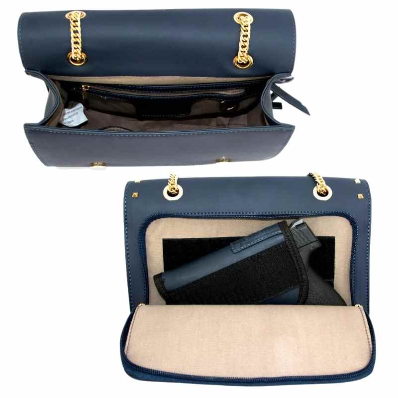 navy blue cameleon kylie conceal carry purse inside features