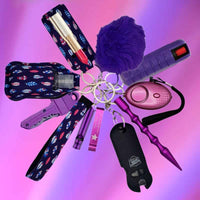 Thumbnail for purple feather self defense keychain taser mace fight fobs FF-TRIBE-LUXE