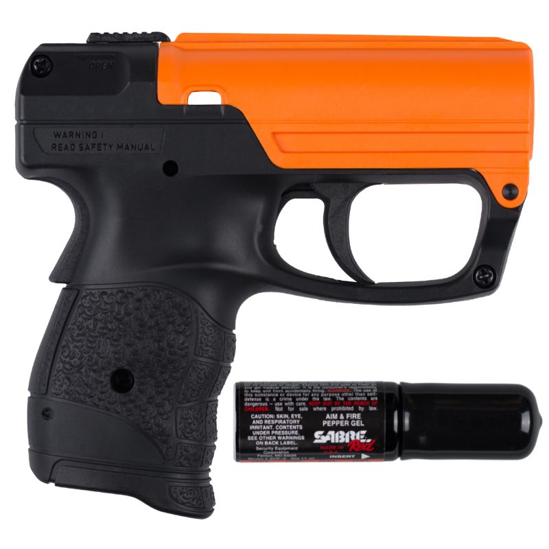 sabre aim and fire pistol grip pepper gel gun and cartridge