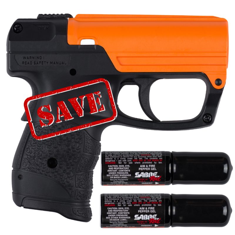 sabre aim and fire pistol grip pepper gel gun bundle savings