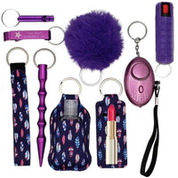 Thumbnail for tribe vibe feathers purple defense keychain mace plus